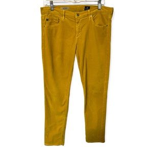 AG "The Stevie" slim straight soft mustard corduroy high rise  pants #F25